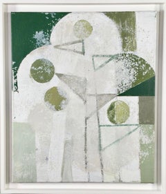 Daisy Cook, Tree Shape with Greens I, abstract oil painting