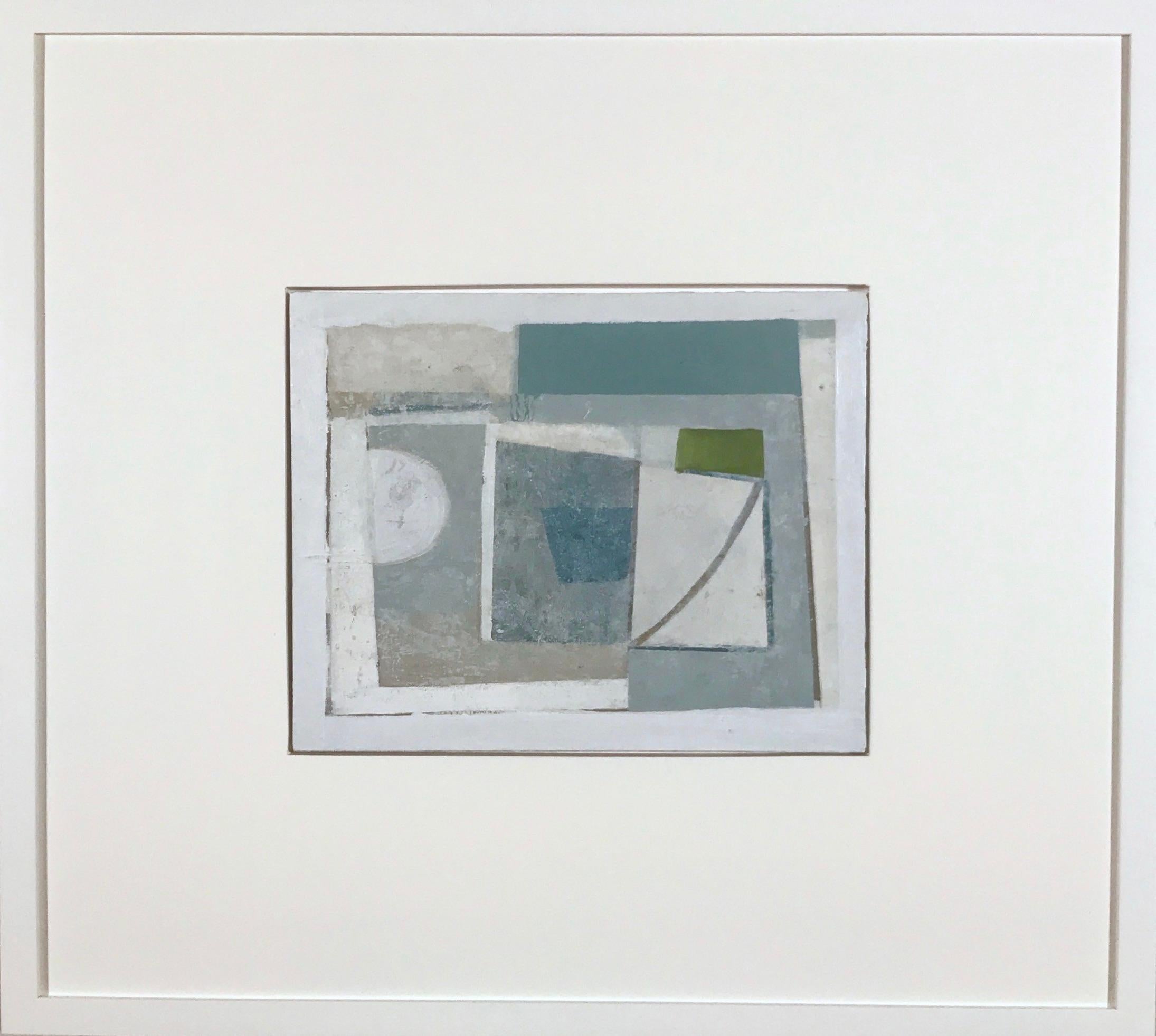 Daisy Cook Still-Life Painting - The Shape of Space I - abstract oil painting with grey, and blue, geometric