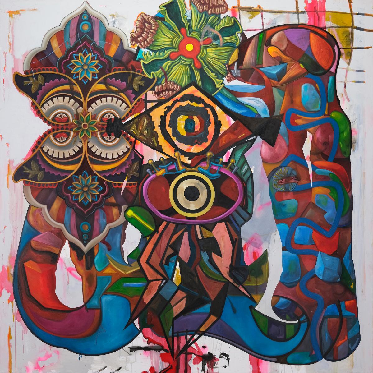Bill Dambrova Abstract Painting – Space ist Fake