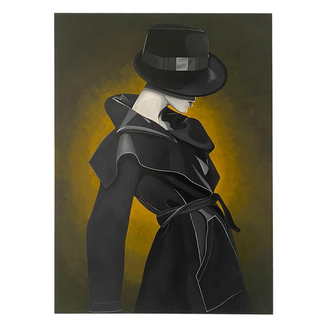 Michal Schtibel, Big Black coat, Oil on canvas