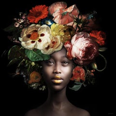 ''Fading Flowers Lemon'', Portrait of Girl with Flower Still-Life