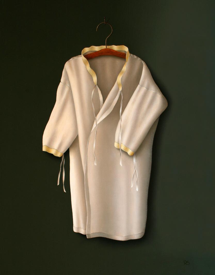 René Smoorenburg Still-Life Painting - "White vest with soft golden collar" Dutch Fine Realist Painting of Still-Life