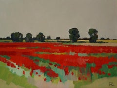 ''Poppies in the field'', Contemporary Dutch Oil Painting of a Landscape