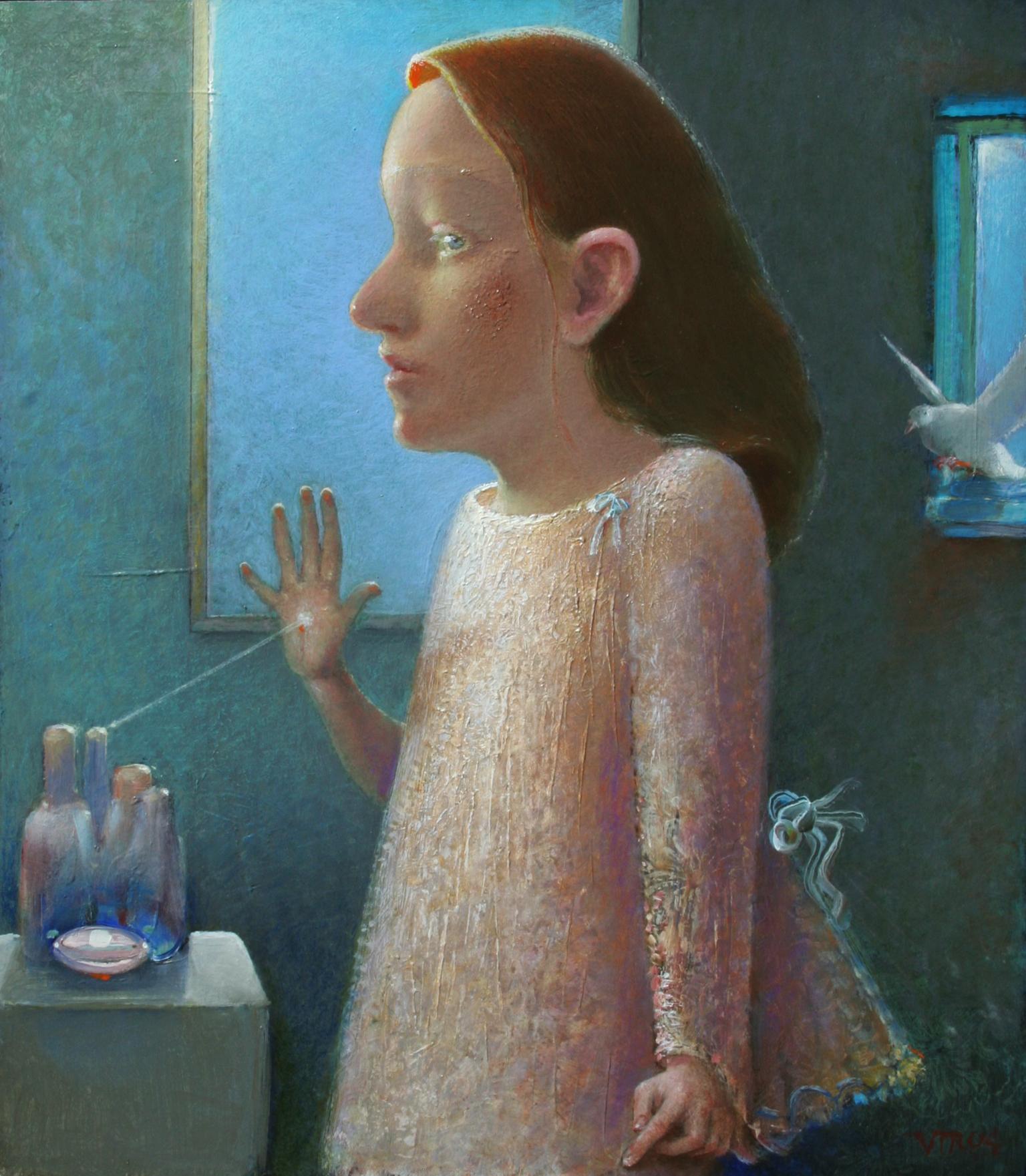 Peter van Poppel Figurative Painting - ''Annunciation'' Contemporary Painting of the Annunciation
