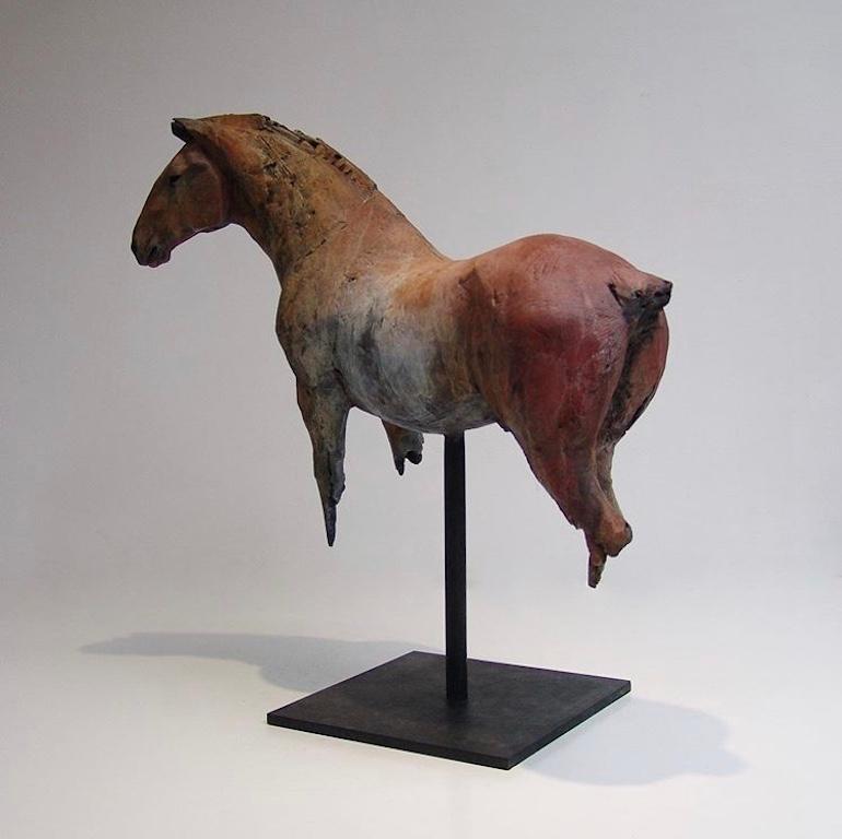 Nichola Theakston Figurative Sculpture - ''Draught Horse'', Contemporary Bronze Sculpture Portrait of a Brown Horse