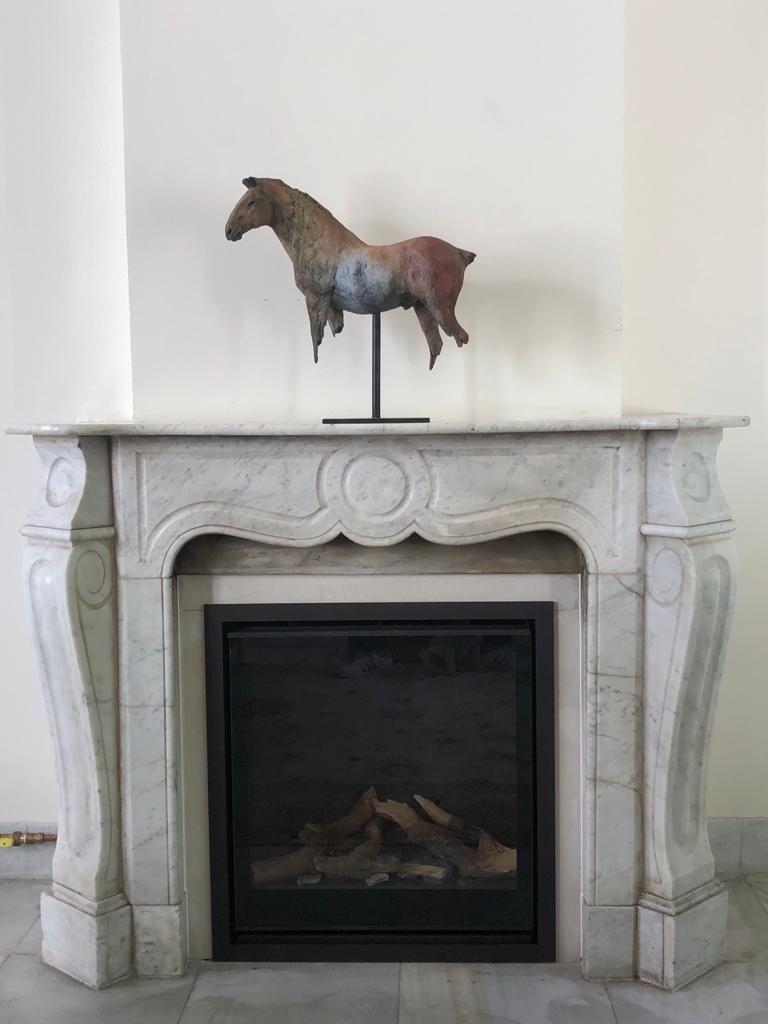 ''Draught Horse'', Contemporary Bronze Sculpture Portrait of a Brown Horse - Gold Figurative Sculpture by Nichola Theakston