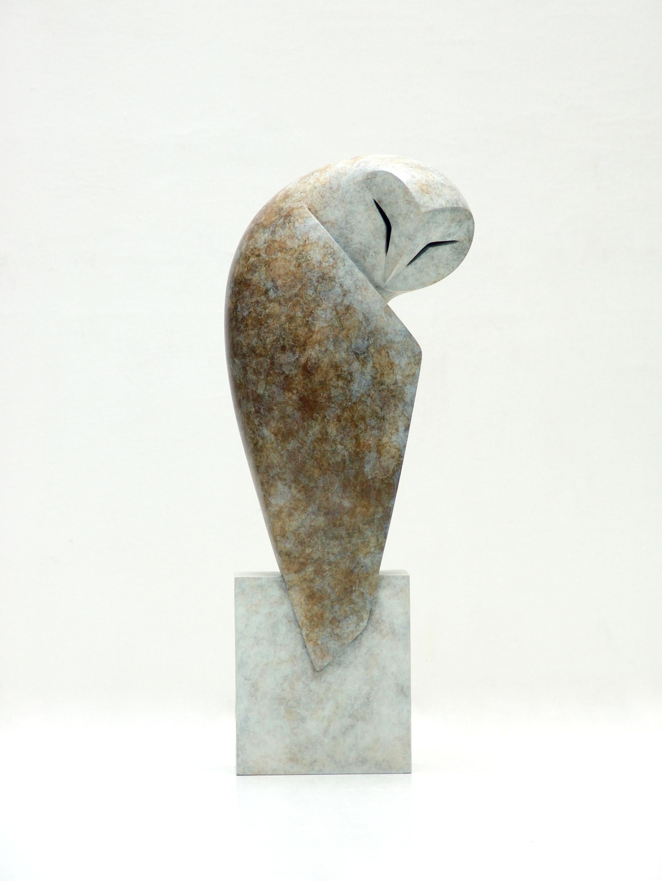 Anthony Theakston Figurative Sculpture - "Bastion" Contemporary Bronze Sculpture Portrait of an Owl