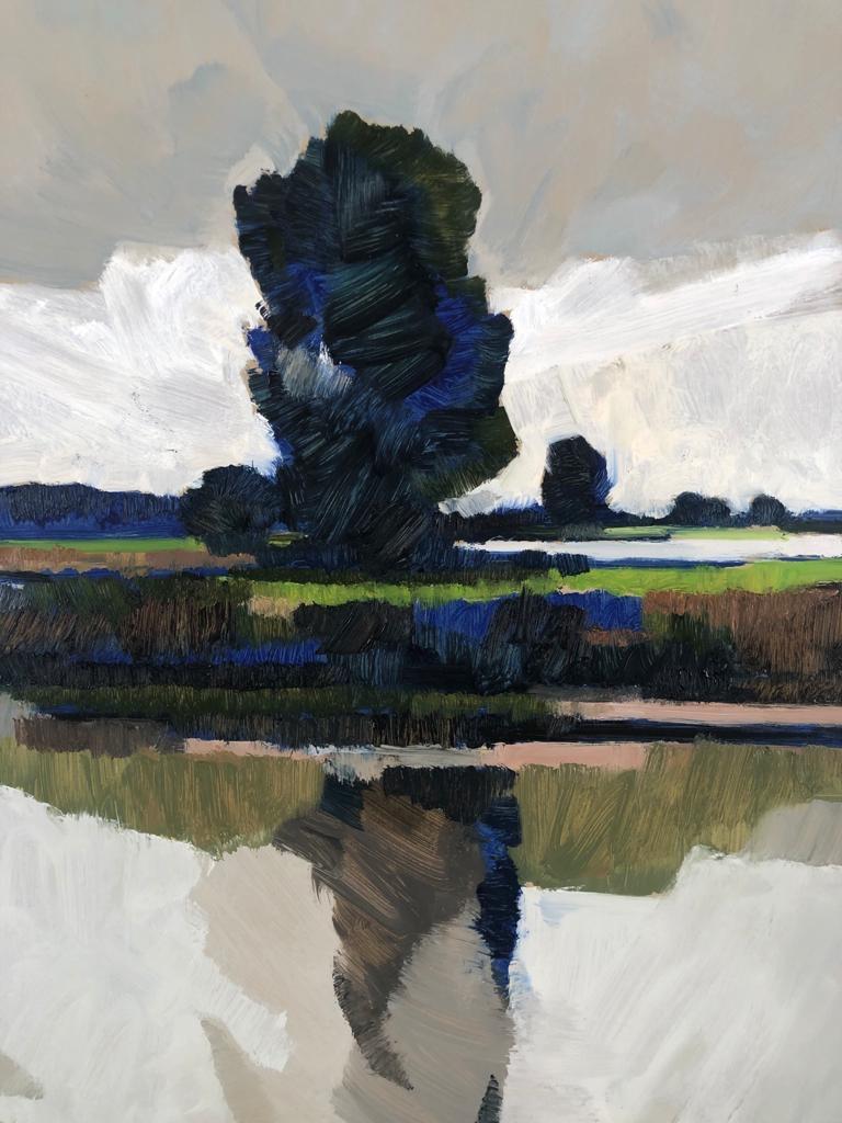 ''Mattina d'estate nell'Orda'', pittura paesaggistica olandese contemporanea - Painting Contemporaneo di Frank Dekkers
