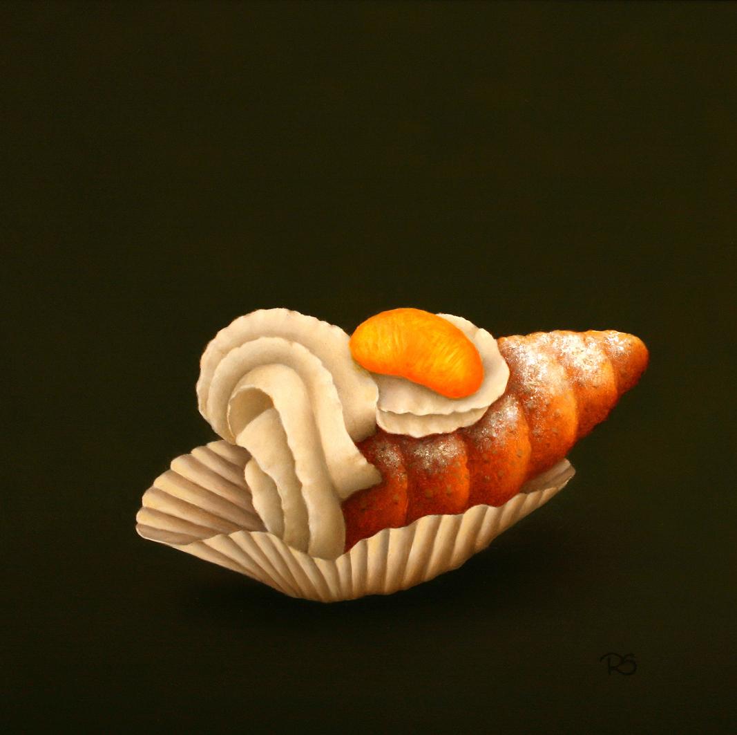 René Smoorenburg  Figurative Painting - "Cream Cannoli" Contemporary Dutch Fine Realist Painting of Still-Life Pastry