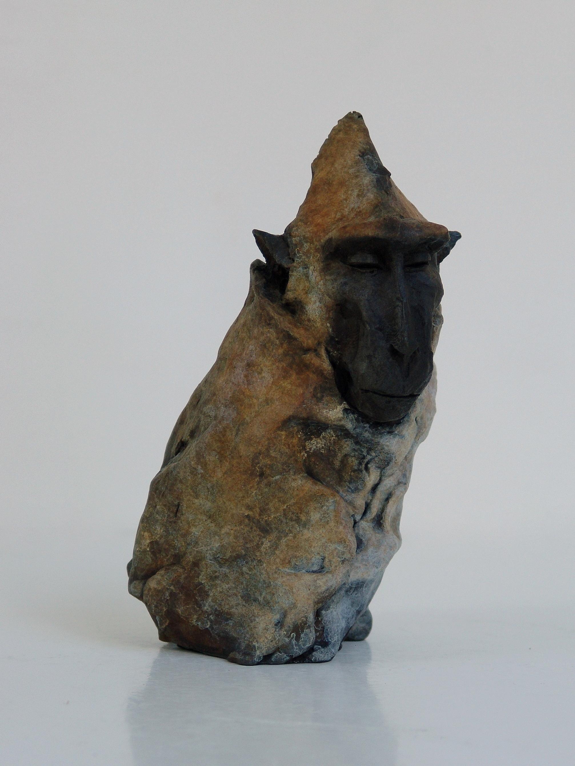 ''Monkey Sketch 2'', Contemporary Bronze Sculpture of a Primate, Monkey - Gold Figurative Sculpture by Nichola Theakston