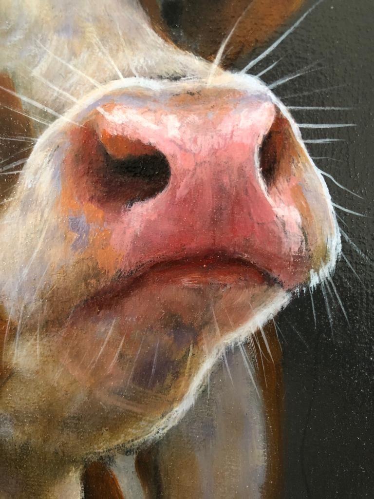 The oil paintings of the contemporary Dutch artist Paul Jansen (1960) induce the viewer to look beyond the standard picture within the frame. It feels as if the curious animal really reaches out of the frame, as if the viewer stands face-to-face
