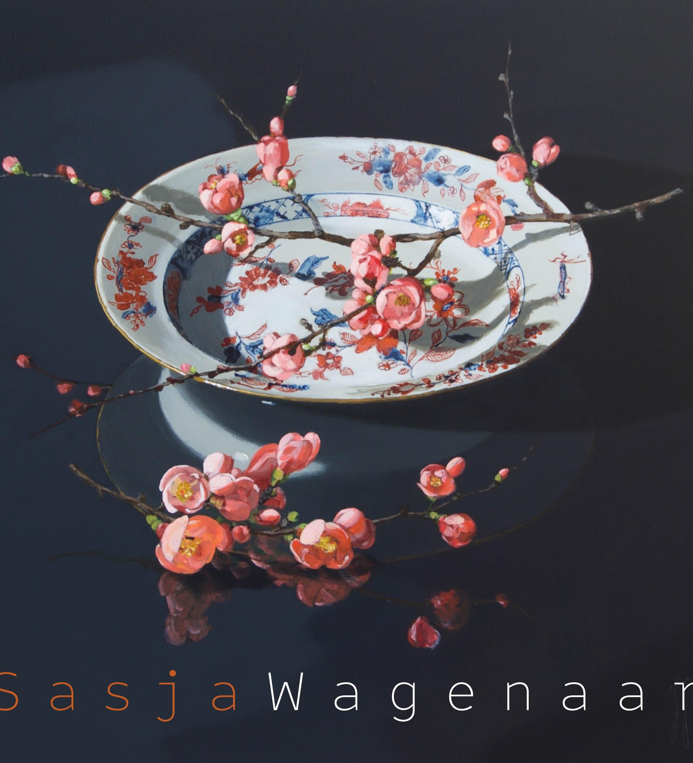 ''Pink Quince on a Plate (dark)'' Contemporary Still-Life of Chinese Porcelain 4