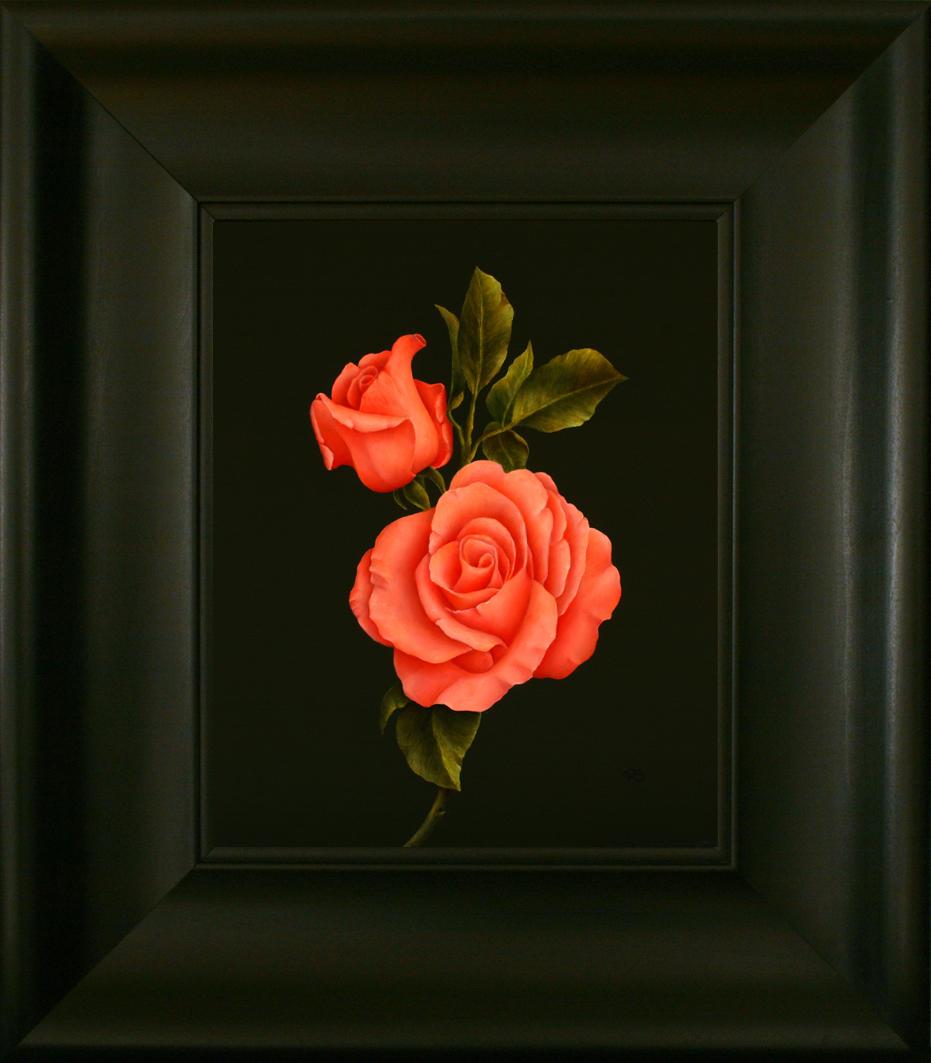 « Roses » - Peinture contemporaine néerlandaise de nature morte réaliste de roses  - Painting de René Smoorenburg 