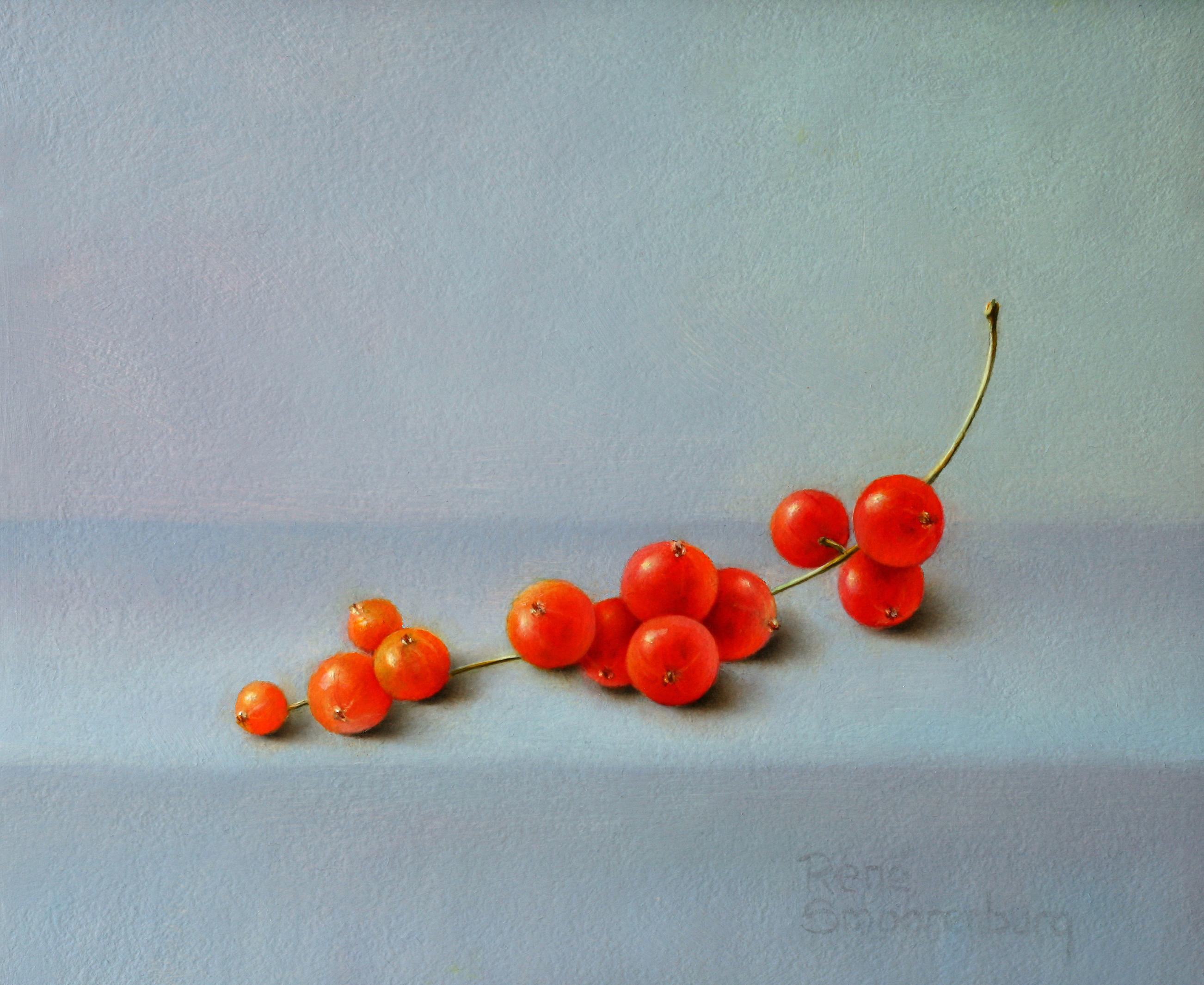 René Smoorenburg  Figurative Painting - "Red Berries" Contemporary Fine Dutch Realist Still-Life Painting of Fruit