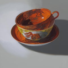''Orange and Yellow, light'', Contemporary Still Life with Chinese Porcelain 