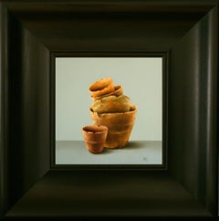 "Flower Pots" Contemporary Fine Dutch Realist Still-Life Painting of Ceramics