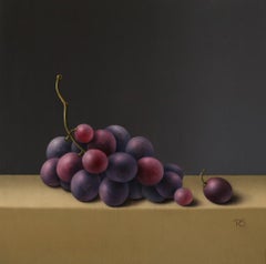"Purple Grapes" Contemporary Fine Dutch Realist Still-Life Painting of Fruit