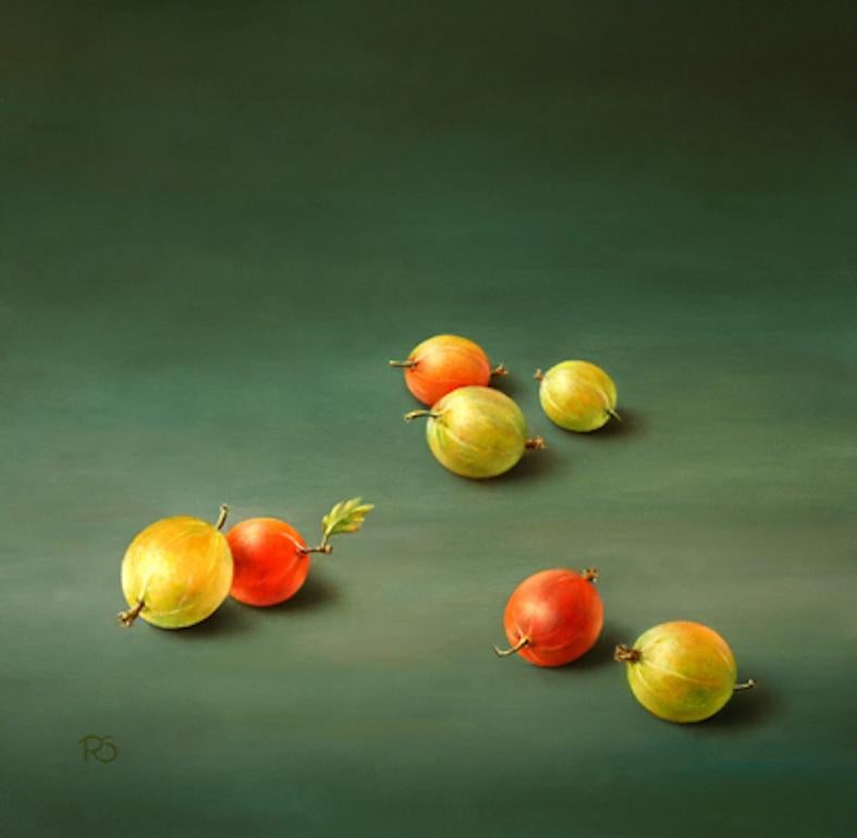 René Smoorenburg  Figurative Painting - "Gooseberries" Contemporary Fine Dutch Realist Still-Life Painting of Fruit