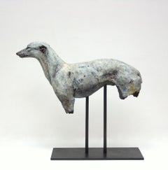 ''Sighthound'', Contemporary Bronze Sculpture Portrait of a Dog, Hound