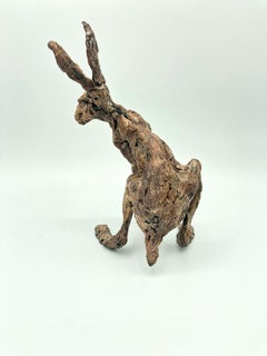 ''Hare Attention'', Contemporary Bronze Sculpture Portrait of a Hare