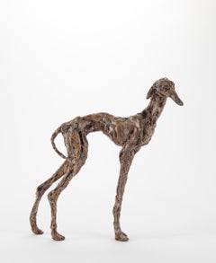 Galgo", Zeitgenössische Bronze-Skulptur Porträt eines spanischen Windhundes