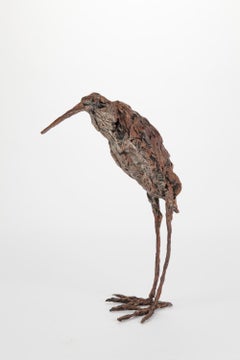''Peer Bird'', Contemporary Bronze Sculpture Portrait of a Bird