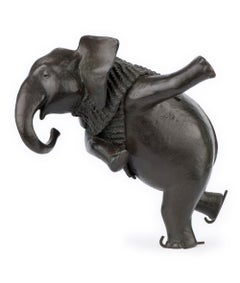 ''Ice Skating Elephant'', Contemporary Bronze Sculpture Portrait of an Elephant