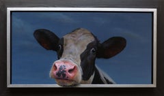 "Calf Portrait 386" Contemporary Dutch Oil Painting of a Cow