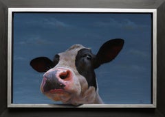 "Calf Portrait 388" Contemporary Dutch Oil Painting of a Cow