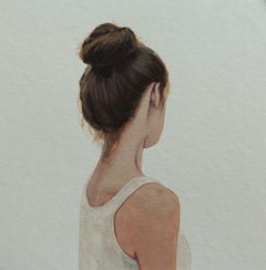 "Looking Sideways" Contemporary Dutch Portrait of a Girl on Paper