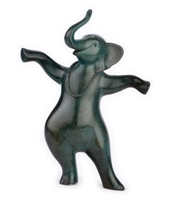 ''Pearl Necklace'', Contemporary Bronze Sculpture Portrait of an Elephant