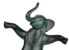 ''Collar de perlas'', Escultura contemporánea de bronce Retrato de un elefante