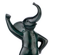 ''Danseur'', Contemporary Bronze Sculpture Portrait of a Dancing Elephant