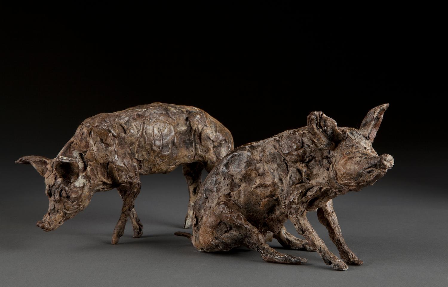 ''Sitting Sow'', Contemporary Bronze Sculpture Portrait of a Sow, Pig For Sale 1