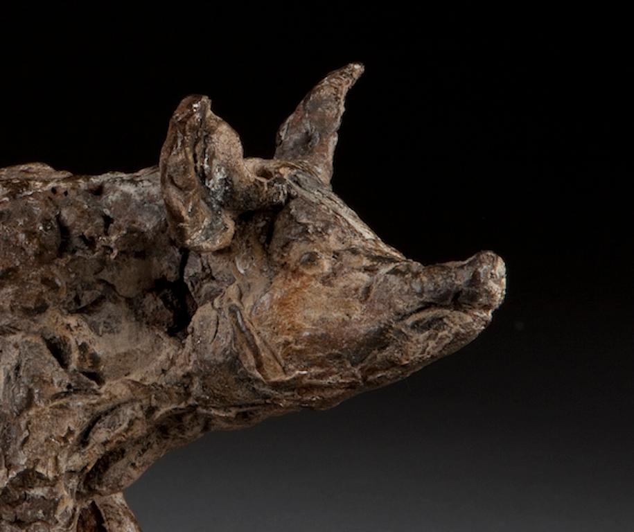 Sitzende Sau'', Contemporary Bronze Sculpture Porträt einer Sau, Schwein im Angebot 4