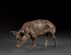 ''Boar'', Contemporary Bronze Sculpture Portrait of a Boar, Pig