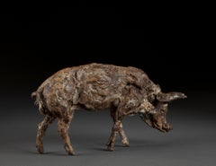 ''Boar'', Contemporary Bronze Sculpture Portrait of a Boar, Pig