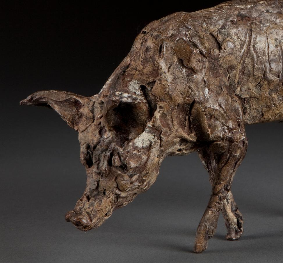 ''Boar'', Contemporary Bronze Sculpture Portrait of a Boar, Pig For Sale 1