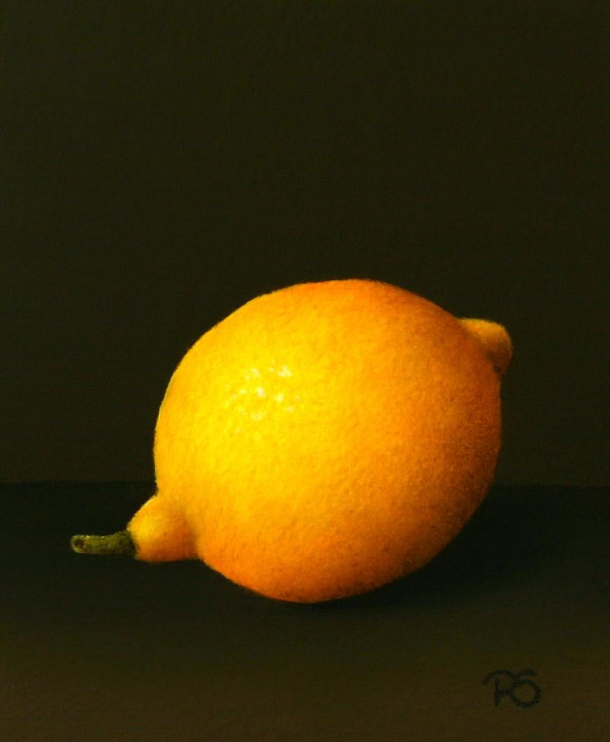 René Smoorenburg Still-Life Painting - "Lemon" Contemporary Dutch Fine Realist Painting of Still-Life with Fruit