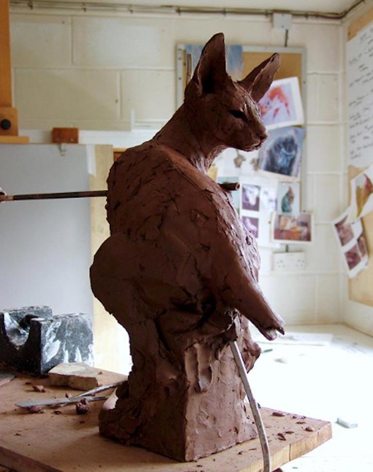 ''Bastet'', Contemporary Bronze Sculpture Portrait of an Egyptian Cat, Bastet 2