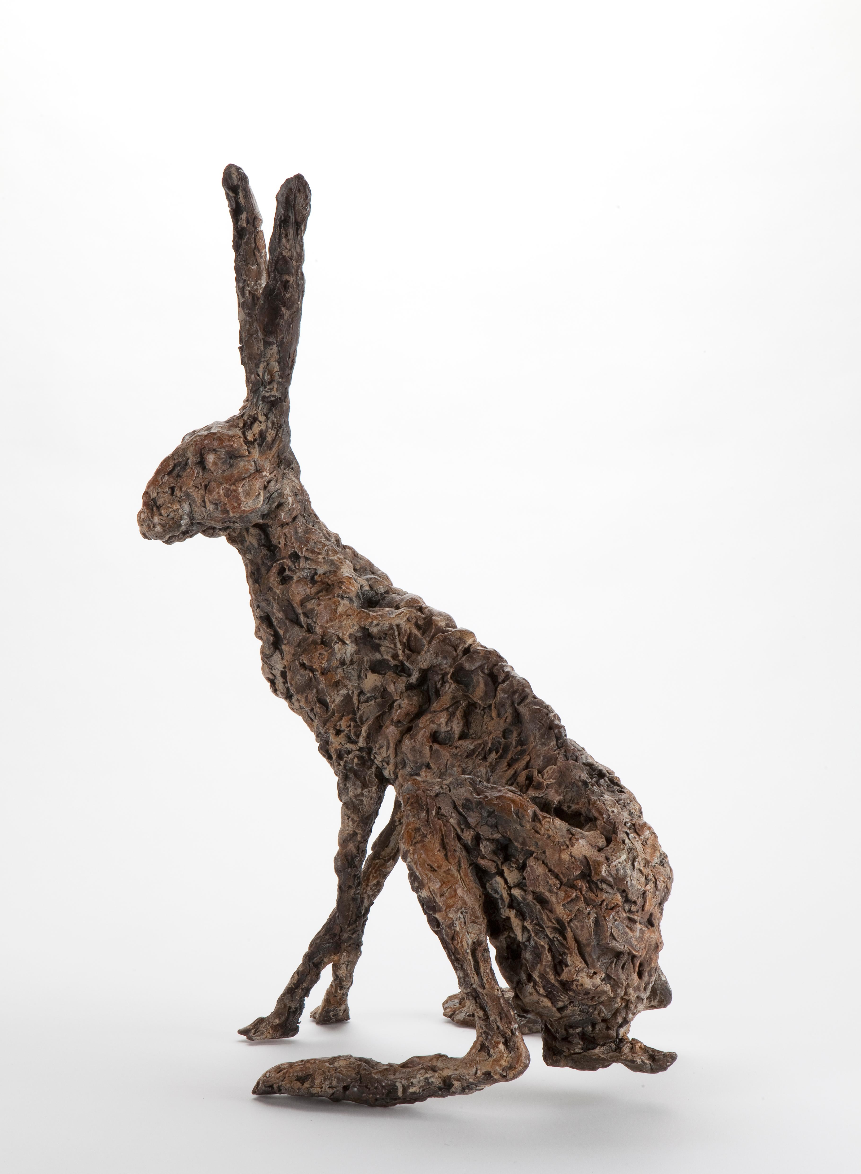 ''Hare Ecoutez'', Contemporary Bronze Sculpture Portrait of a Hare 3