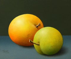 "Zwei gelbe Pflaumen" Contemporary Fine Realist Painting of Still-Life with Fruit