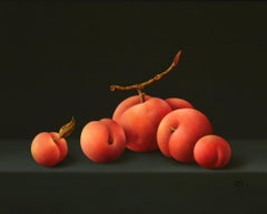 "6 Peaches" Contemporary Fine Realist Still-Life Painting of Peaches, Fruit