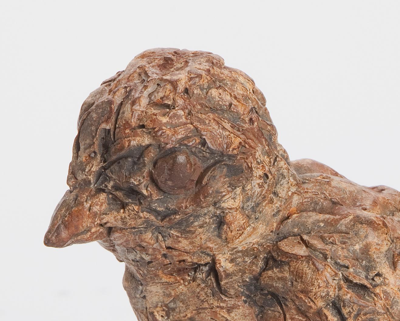 ''Comfort Chick'', Contemporary Bronze Sculpture Portrait of a Chick for Comfort 1
