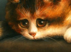 “Lying Kitten“ Contemporary Fine Realist Still-Life Painting of Kitten, Cat