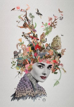 „Edie“ Limitierte Auflage von Giclee-Druck einer surrealistischen Collage:: Audrey Hepburn