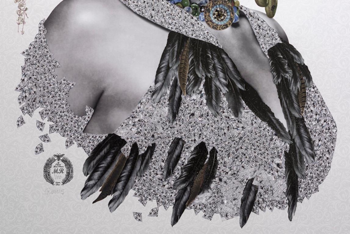 „Eliza“-Druck in surrealistischer Collage mit französischem Glas, limitierte Auflage im Angebot 1
