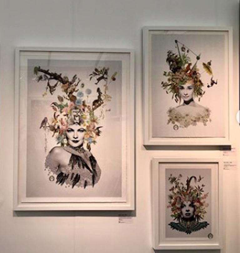 ''Eliza'' Impresión en edición limitada de collage surrealista con cristal francés en venta 3
