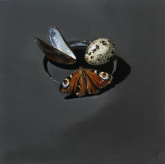 ''Composition with Clam, Quail egg and Butterfly'', Contemporary Still Life