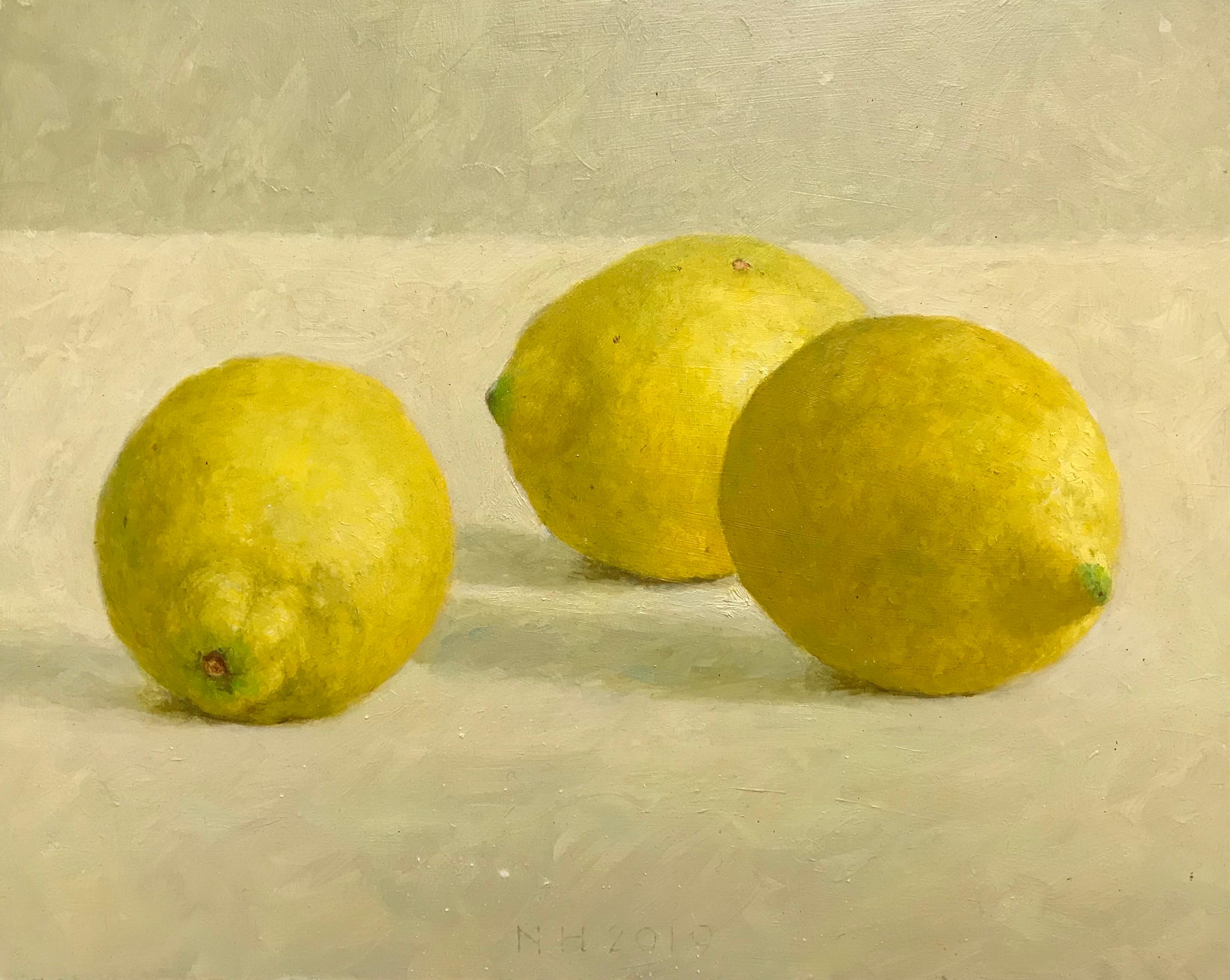 Nico Heilijgers Figurative Painting - ''Lemons'' Contemporary Dutch Still Life Painting of Fruit, Lemons